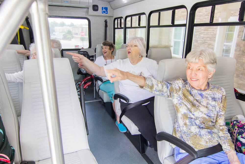 Senior residents at Brickmont on the bus